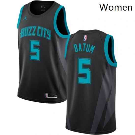 Womens Nike Jordan Charlotte Hornets 5 Nicolas Batum Swingman Black NBA Jersey 2018 19 City Edition